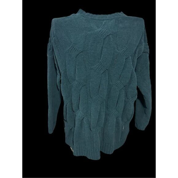 Excellent CONDITION WOMEN J. Jill Chenille Dark Green Crewneck Cable Knit Pullov - Picture 5 of 12
